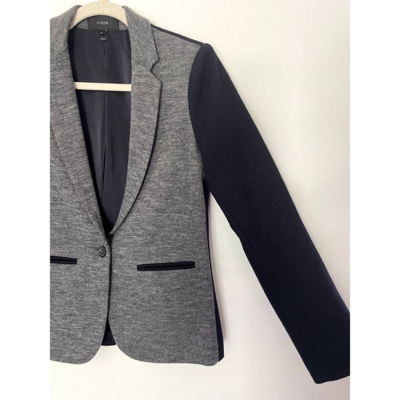 J Crew Colorblock wool blend blazer Jacket Gray Navy OneButton Size 4 Small h1 - Picture 9 of 12